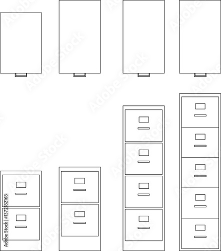 Office File Cabinets furniture sketch illustration vector silhouette design for storing important documents