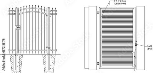 silhouette design vector illustration sketch image of classic vintage minimalist fence gate 