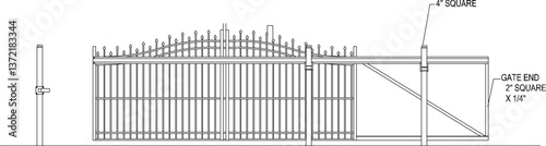 silhouette design vector illustration sketch image of a modern minimalist house fence gate made of trellis 