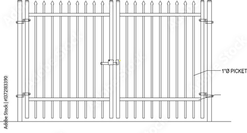 silhouette design vector illustration sketch image of a modern minimalist house fence gate made of trellis