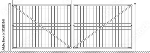 silhouette design vector illustration sketch image of a modern minimalist house fence gate made of trellis 