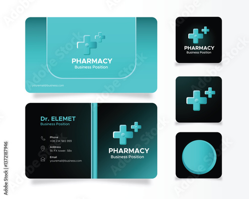 pharmacy logo, medical logo and business card