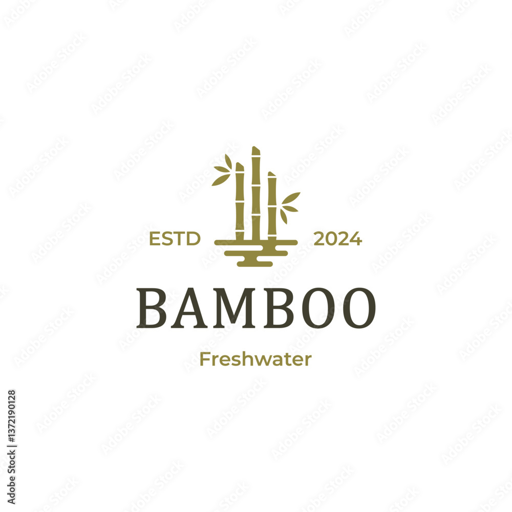River Bamboo Logo design vector template, Abstract design Bamboo and sea icon, Nature wave logo, River Bamboo eco logo River Bamboo Logo design vector template, Abstract design Bamboo and sea icon, Nature wave logo, River Bamboo eco logo