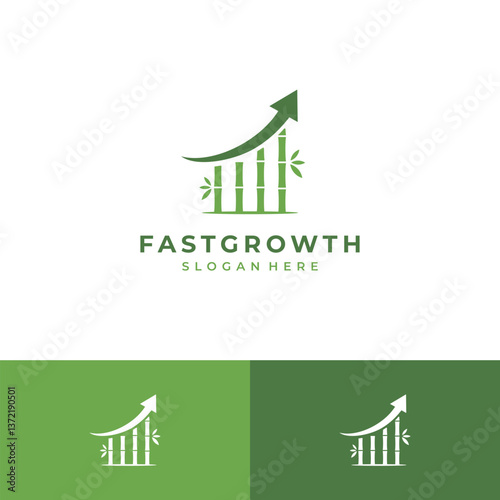 Growth Arrow Forward Bamboo Logo Vector Icon Illustration