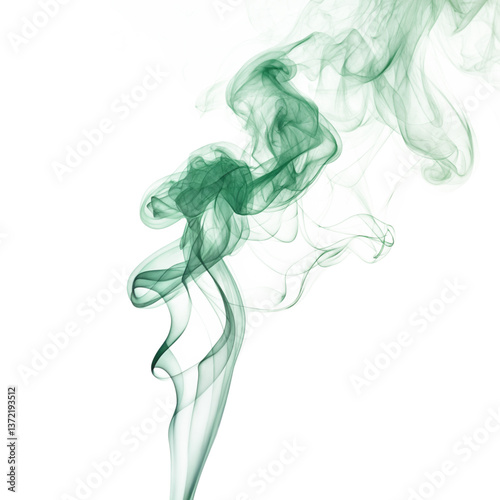 Emerald Green Smoke Trails on transparent background Abstract Ethereal Flowing Texture