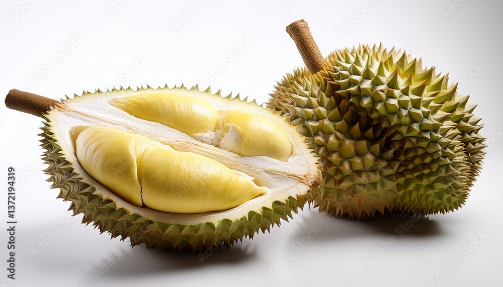 Fototapeta premium Durian fruits, white background