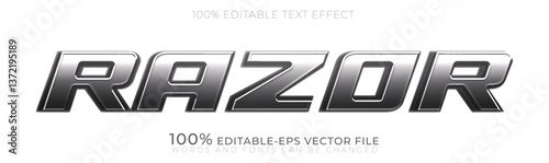 razor metalic silver text effect