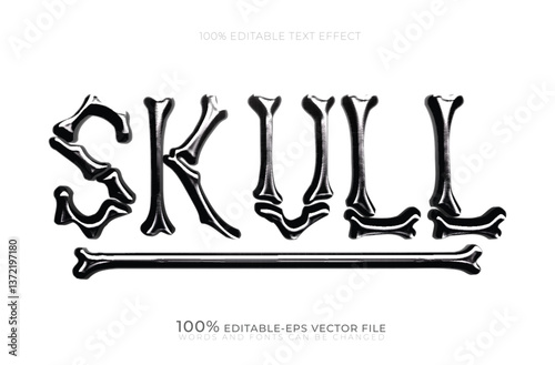 3d realistic skull bone text effect