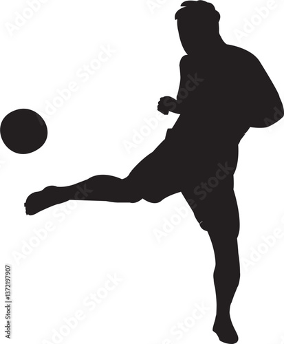 silhouette football player ready to shoot the ball