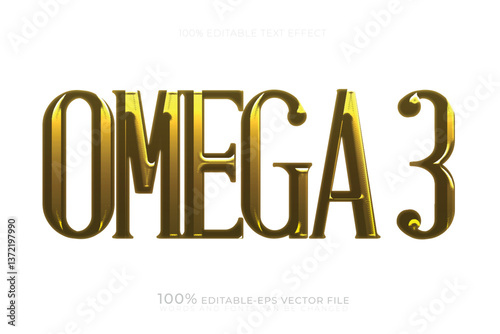 gold omega 3 illustration text effect