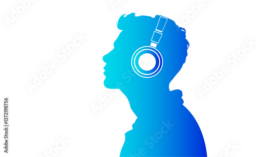 sagoma, silhouette, ascoltare musica, podcast, dj, musica, audio