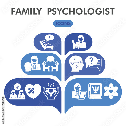 Family psychologist collection or sketches. psychology theme icons in glyph style signs for web and app. Vector graphics isolated on white background.