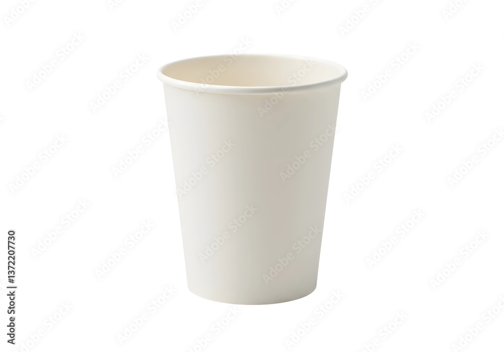 Disposable cup with clean surface and tapered shape, isolated on pristine white background, shadow-free high-resolution PNG Disposable cup with clean surface and tapered shape, isolated on pristine white background, shadow-free high-resolution PNG