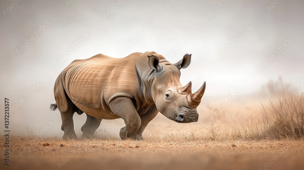 Obraz premium White Rhinoceros in Motion