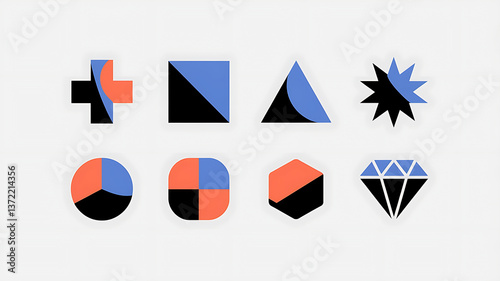 Free Download Geometric shapes bold colors flat design minimalist icons - GFXLoad
