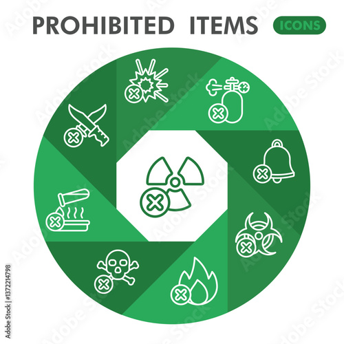 Prohibited items collection or sketches. forbidden item theme icons in line style signs for web and app. Vector graphics isolated on white background.