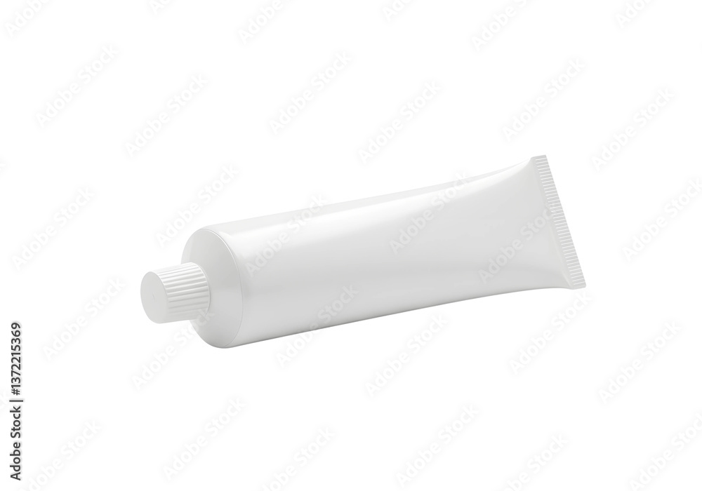 Toothpaste tube with clean design and visible cap, isolated on pristine white background Toothpaste tube with clean design and visible cap, isolated on pristine white background