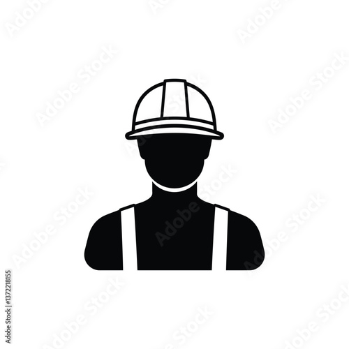 Construction worker silhouette wearing a helmet.