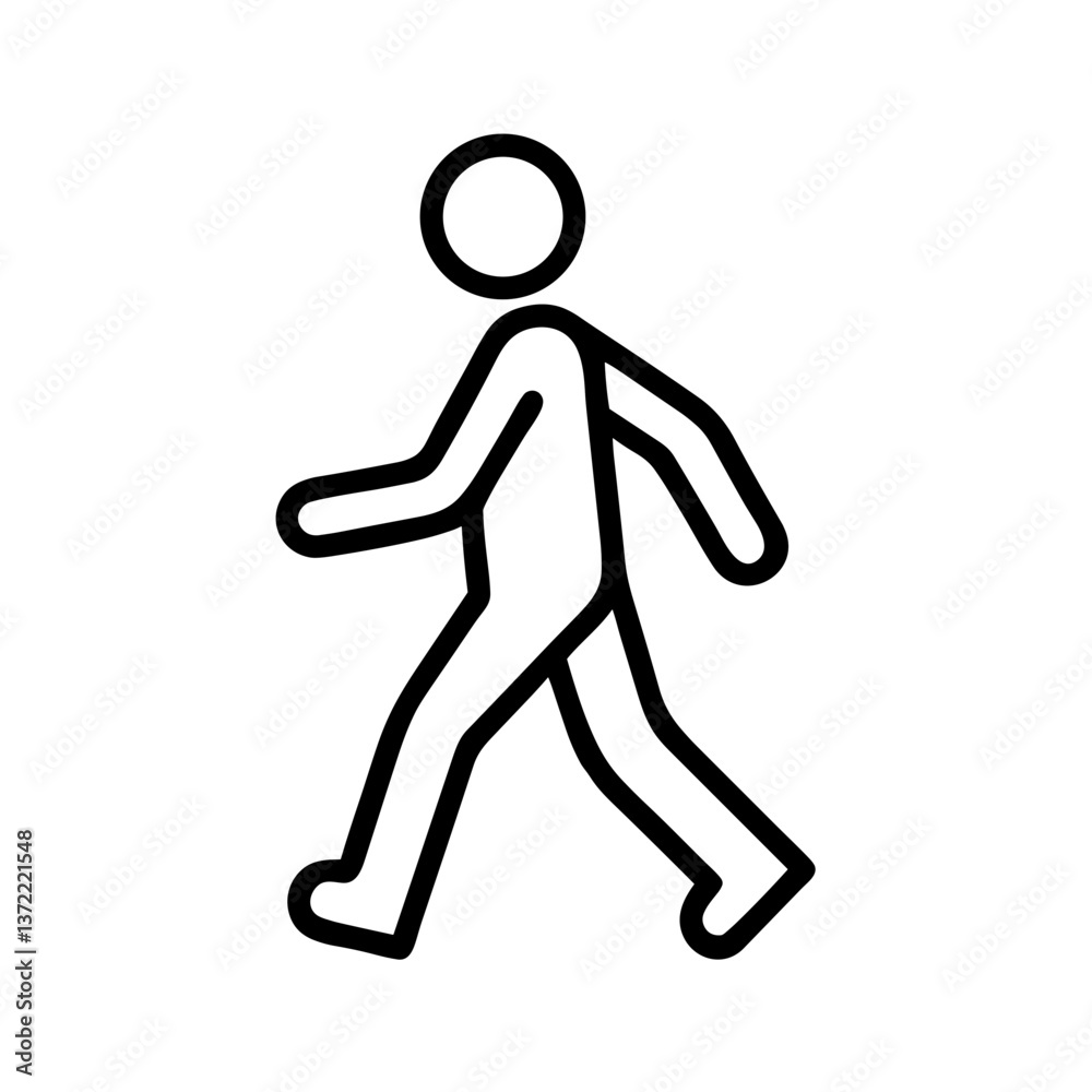 Walking outline figure in a minimalist style on a white background Walking outline figure in a minimalist style on a white background