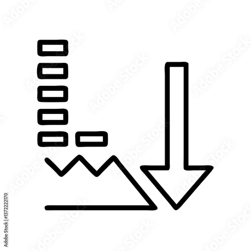 Graph showing downward trend in statistics or performance  