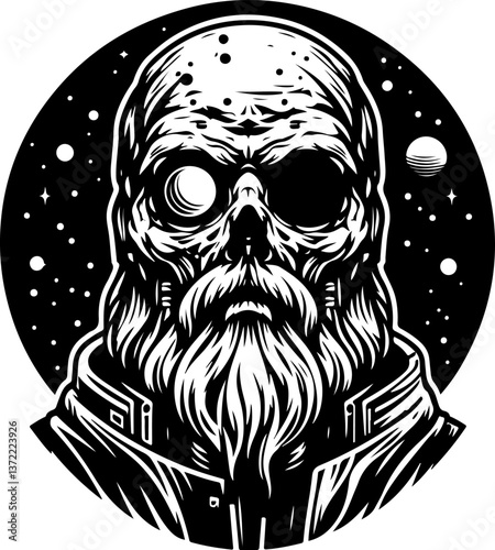 sketch vector illustration silhouette design icon logo symbol monochrome black white demon ghost zombie ethnic traditional with scary aura  