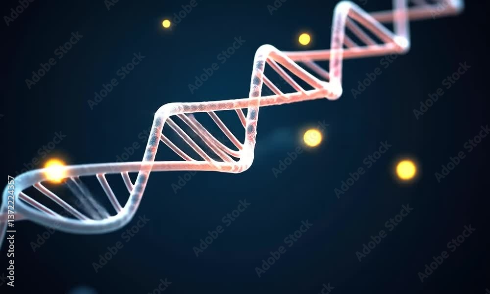 Illuminated DNA Double Helix: A microscopic view of the genetic code.