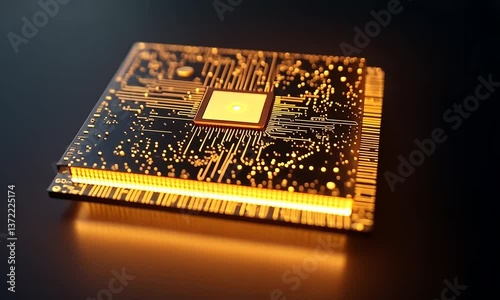 Illuminated Microchip: A Glimpse into Technological Advancement