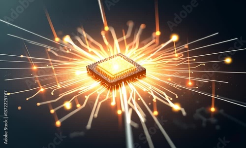 Illuminated Microchip: A Glowing Symbol of Technological Advancement