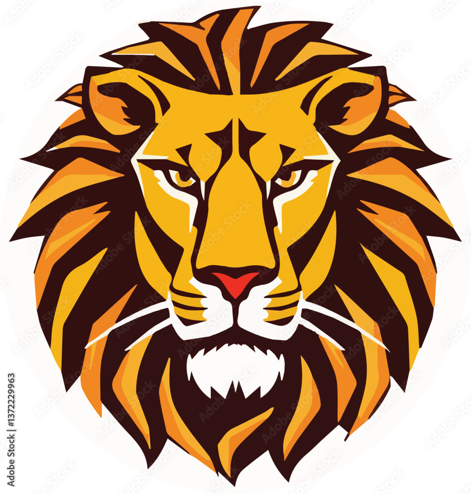 Fototapeta premium Stylized lion head icon suitable for branding and logo designs.