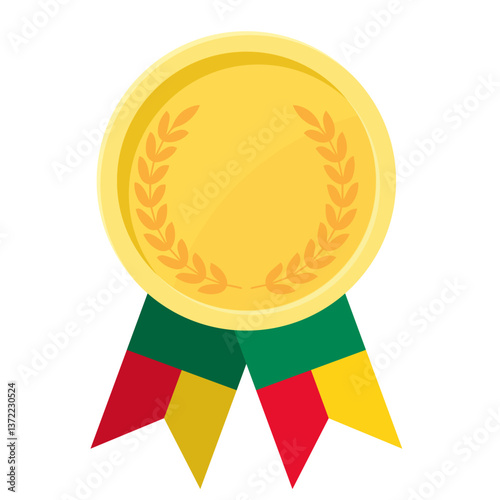 Golden award medal with Benin flag ribbons for winners