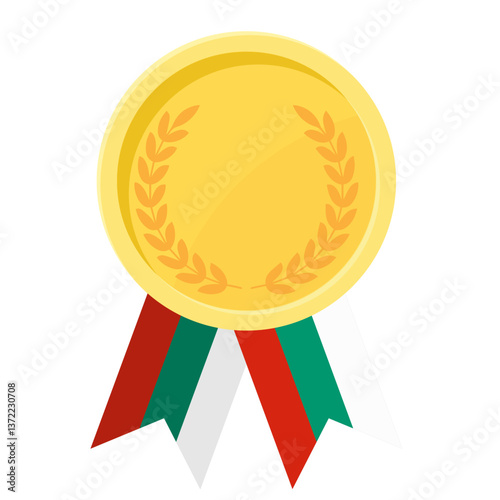 Golden award medal with Bulgaria flag ribbons for winners