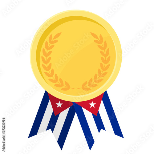Golden award medal with Cuba flag ribbons for winners