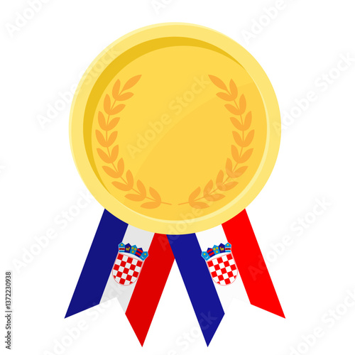 Golden award medal with Croatia flag ribbons for winners