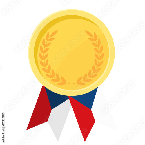 Golden award medal with Czechia flag ribbons for winners