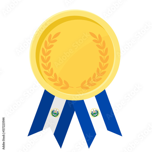 Golden award medal with El Salvador flag ribbons for winners