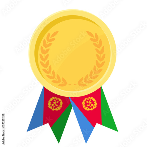 Golden award medal with Eritrea flag ribbons for winners