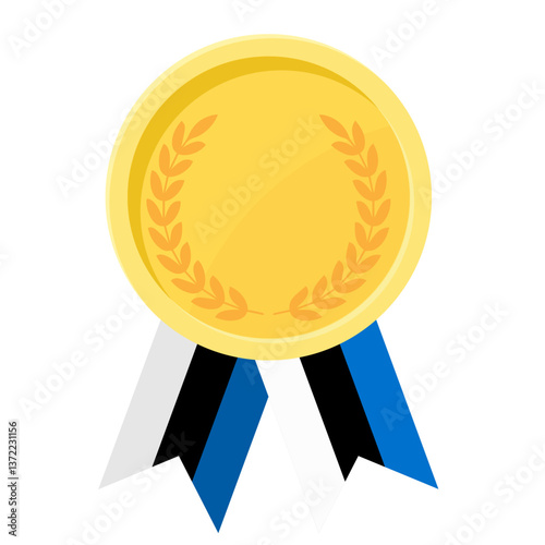 Golden award medal with Estonia flag ribbons for winners