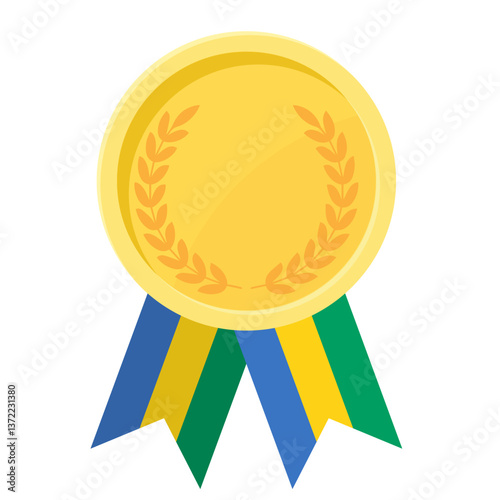 Golden award medal with Gabon flag ribbons for winners
