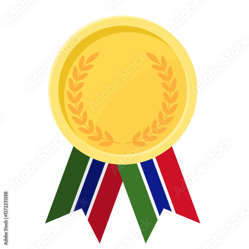 Golden award medal with Gambia flag ribbons for winners