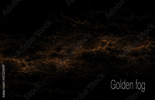 Gorgeous background, isolated golden tinsel on black background.