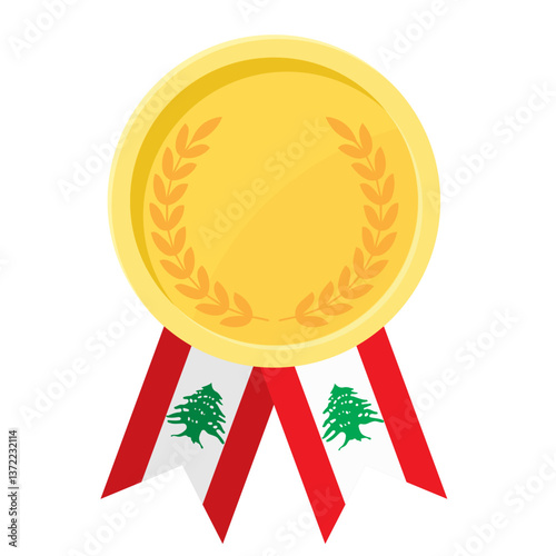 Golden award medal with Lebanon flag ribbons for winners