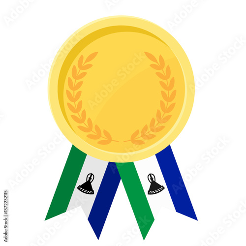 Golden award medal with Lesotho flag ribbons for winners