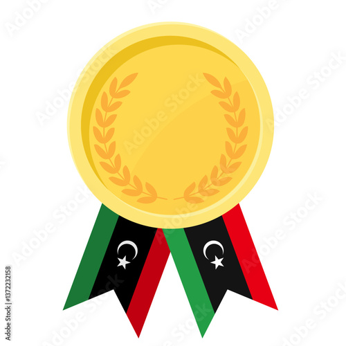 Golden award medal with Libya flag ribbons for winners