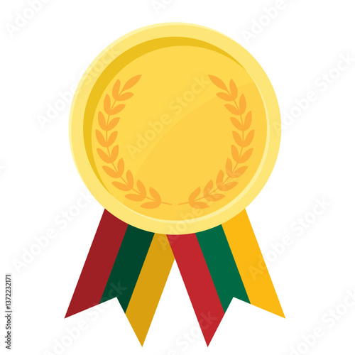 Golden award medal with Lithuania flag ribbons for winners
