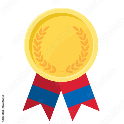 Golden award medal with Mongolia flag ribbons for winners