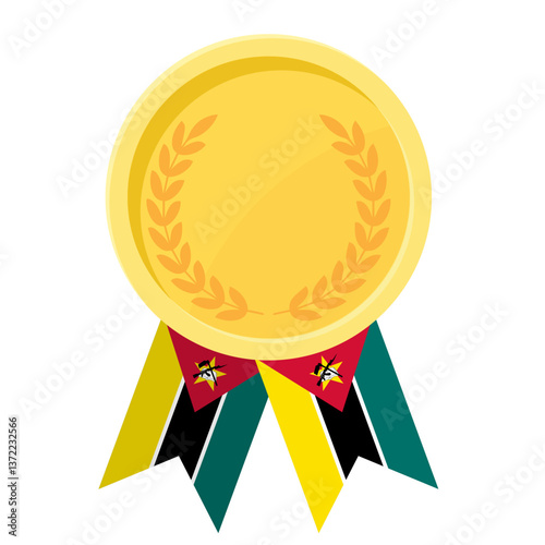 Golden award medal with Mozambique flag ribbons for winners