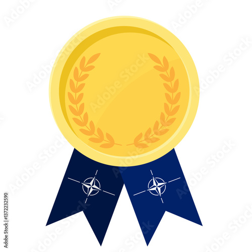 Golden award medal with NATO flag ribbons for winners