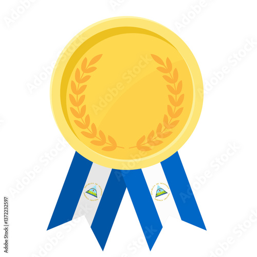 Golden award medal with Nicaragua flag ribbons for winners
