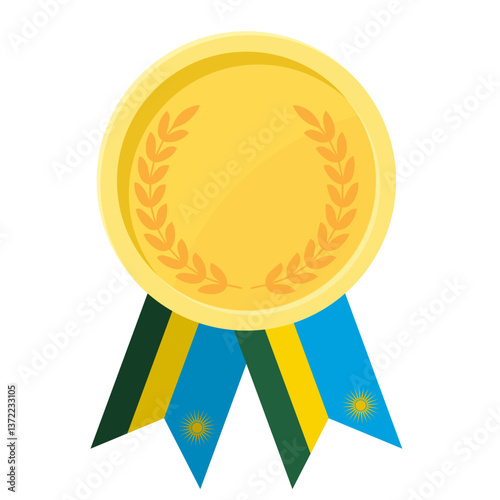 Golden award medal with Rwanda flag ribbons for winners