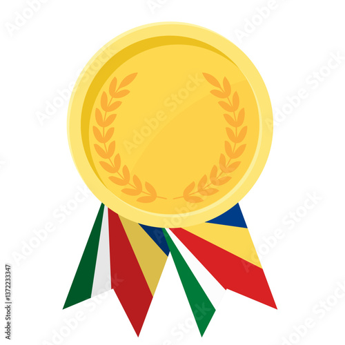 Golden award medal with Seychelles flag ribbons for winners